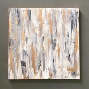Hand Painted Neutral Acrylic Abstract Canvas Decor